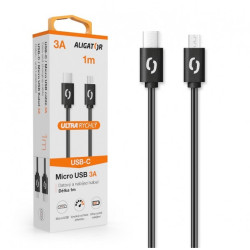 ALIGATOR Dátový kábel POWER 3A, USB-C/microUSB čierny