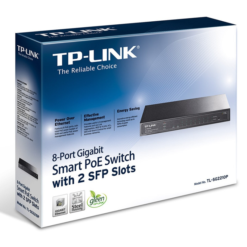 TP-Link TL-SG2210P 8xGb 61W POE Smart switch, 2xSFP Omada SDN