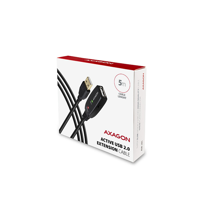 AXAGON ADR-205, USB 2.0 A-M - A-F aktívny predlžovací / repeater kábel, 5m