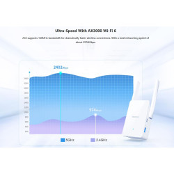 Tenda A33 - WiFi Range Extender AX3000 WiFi 6, opakovač 2976 Mb/s, 1x GLAN 1 Gb/s, WPS, 2x 5dBi, WPA3