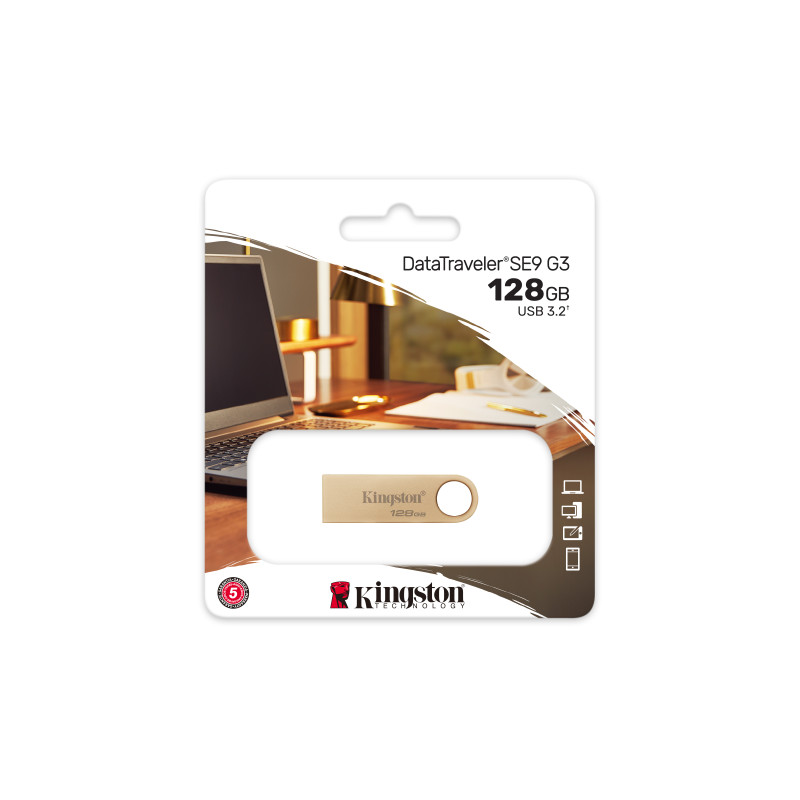 KINGSTON - DataTraveler SE9 G3/128GB/USB 3.2/USB-A/Zlatá