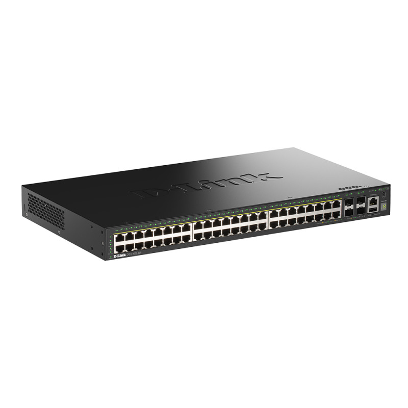 D-Link DGS-1530-52P/E 48 Portov GE PoE(30W) + 4 Porty 10G SFP+ Smart Managed Switch, 370W