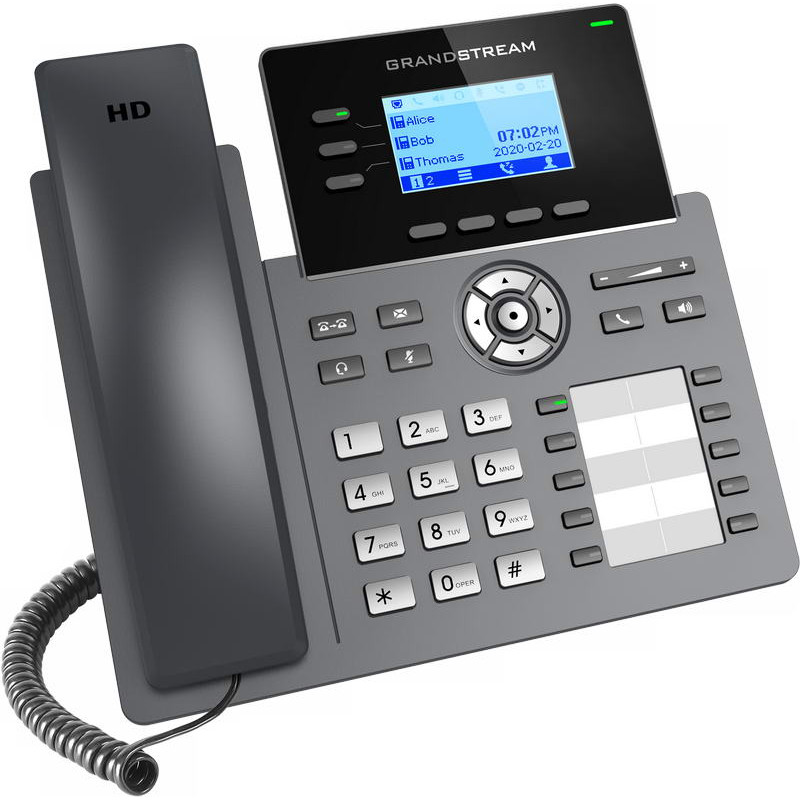Grandstream GRP2604 SIP telefón, 2,48'' LCD podsv. displej, 6 SIP účty, 10BLF hr., 2x1Gbit porty