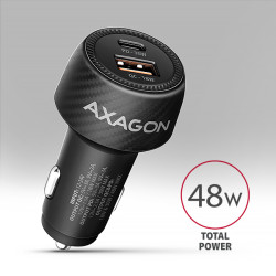 AXAGON PWC-PQ48 nabíjačka do auta 48W, USB-A + USB-C, PD3.0/PPS/QC4+/SFC/Apple