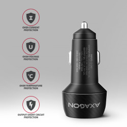 AXAGON PWC-PQ48 nabíjačka do auta 48W, USB-A + USB-C, PD3.0/PPS/QC4+/SFC/Apple