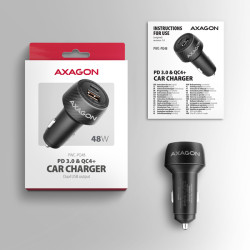 AXAGON PWC-PQ48 nabíjačka do auta 48W, USB-A + USB-C, PD3.0/PPS/QC4+/SFC/Apple