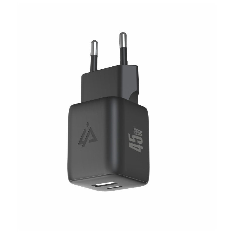 GaN SIEŤOVÁ NABÍJAČKA 45W (USB-C + USB-A) ČIERNA