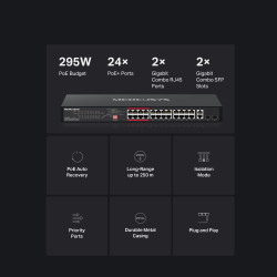Mercusys MS126CP 24xFE PoE+ 2xGb rack switch