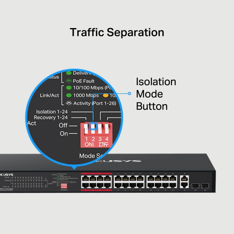 Mercusys MS126CP 24xFE PoE+ 2xGb rack switch