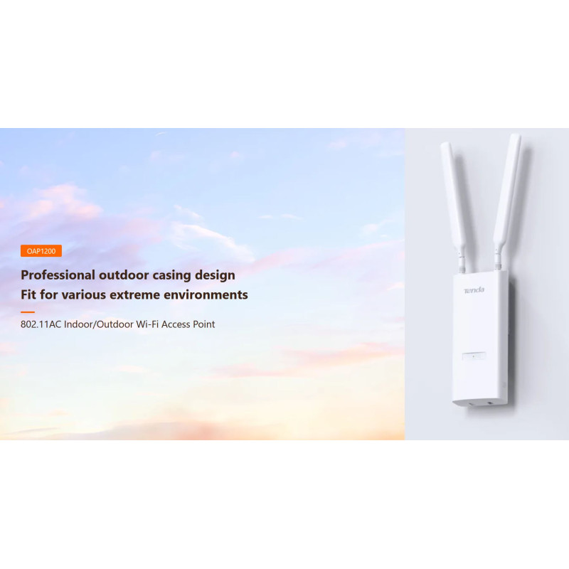 Tenda OAP1200 Outdoor WiFi AP AC1200, Gigabit LAN, IP65, VLAN, 802.11k/v/r, aktívny aj pasívny PoE