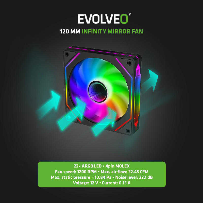 EVOLVEO Rhino, eATX/ATX/4x ARGB/bočnice sklo/mesh