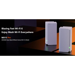 Tenda Nova MX15 Pro (3-pack) WiFi 6 AX5400 Mesh Gigabit systém, 9x GLAN/GWAN, WPA3, VPN, CZ app