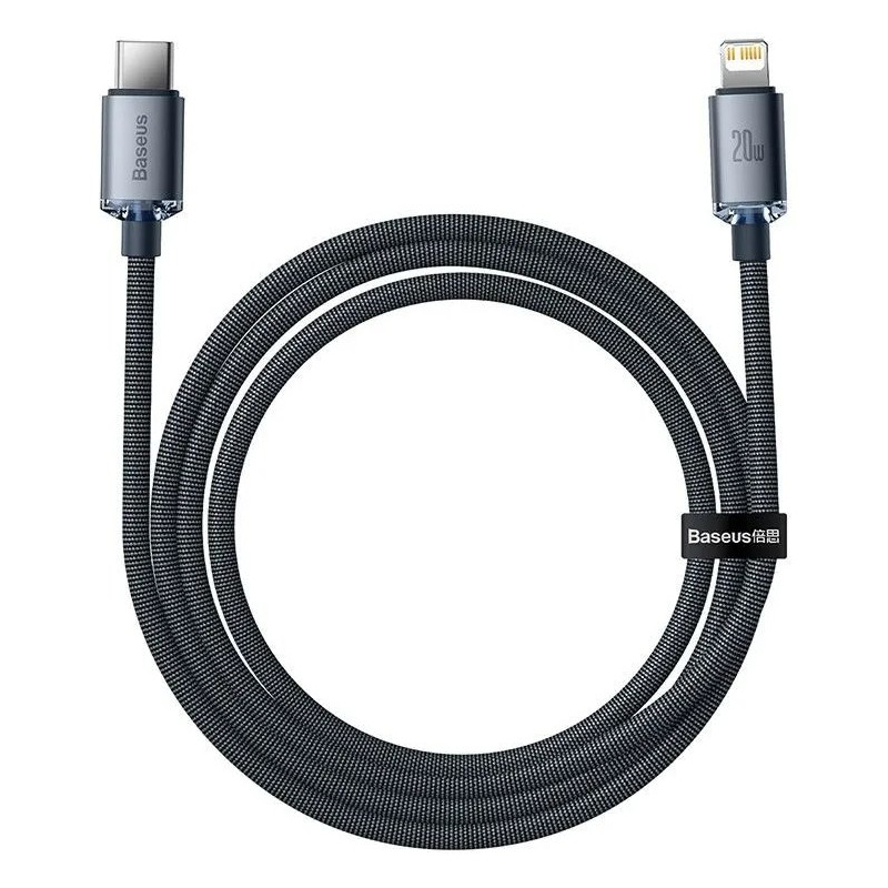 NONAME - Baseus CAJY000201 Crystal Shine Series Dátový Kabel USB-C - Lightning 20W 1,2m Black