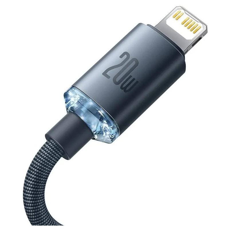 NONAME - Baseus CAJY000201 Crystal Shine Series Dátový Kabel USB-C - Lightning 20W 1,2m Black