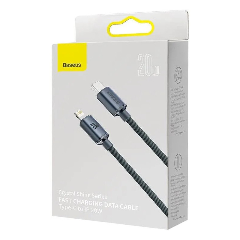 NONAME - Baseus CAJY000201 Crystal Shine Series Dátový Kabel USB-C - Lightning 20W 1,2m Black
