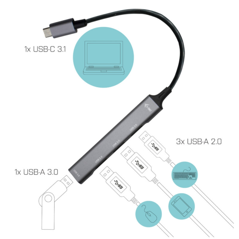 i-tec USB 3.0 Metal pasívny 4 portový HUB