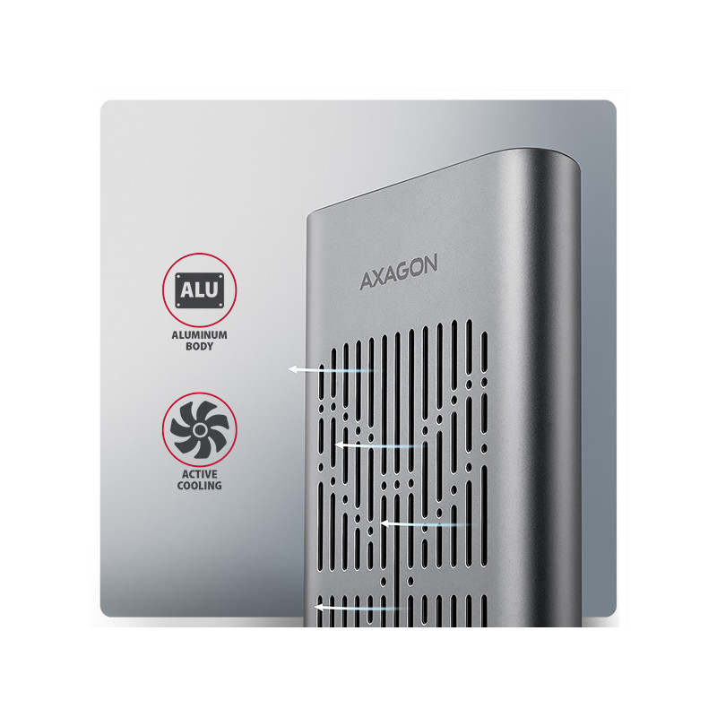 AXAGON EEM2-20GD, USB-C 20Gbps externý box pre dvoch M.2 NVMe SSD s funkciou klonovania