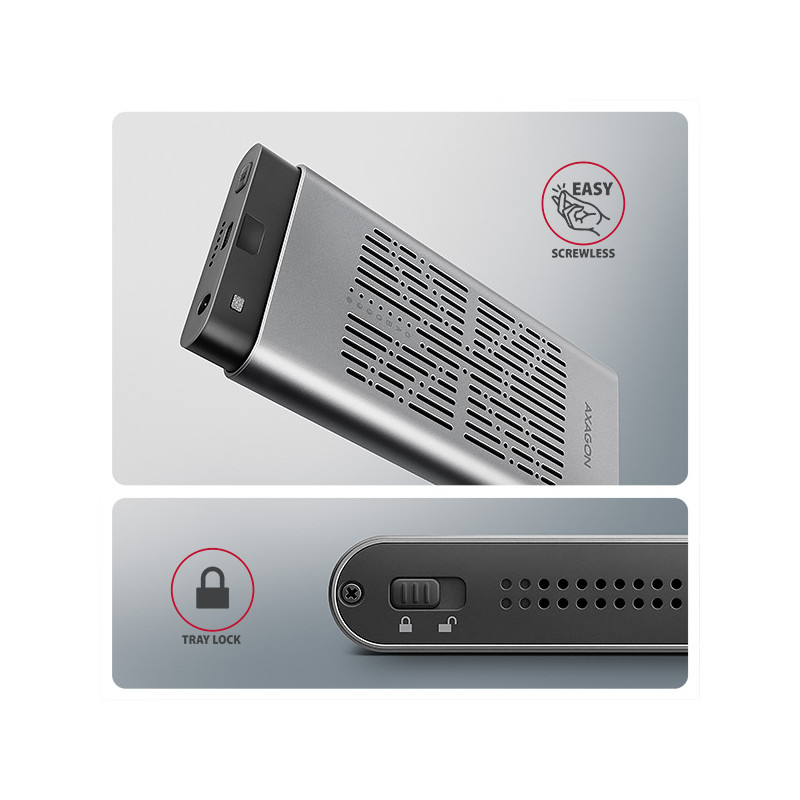AXAGON EEM2-20GD, USB-C 20Gbps externý box pre dvoch M.2 NVMe SSD s funkciou klonovania