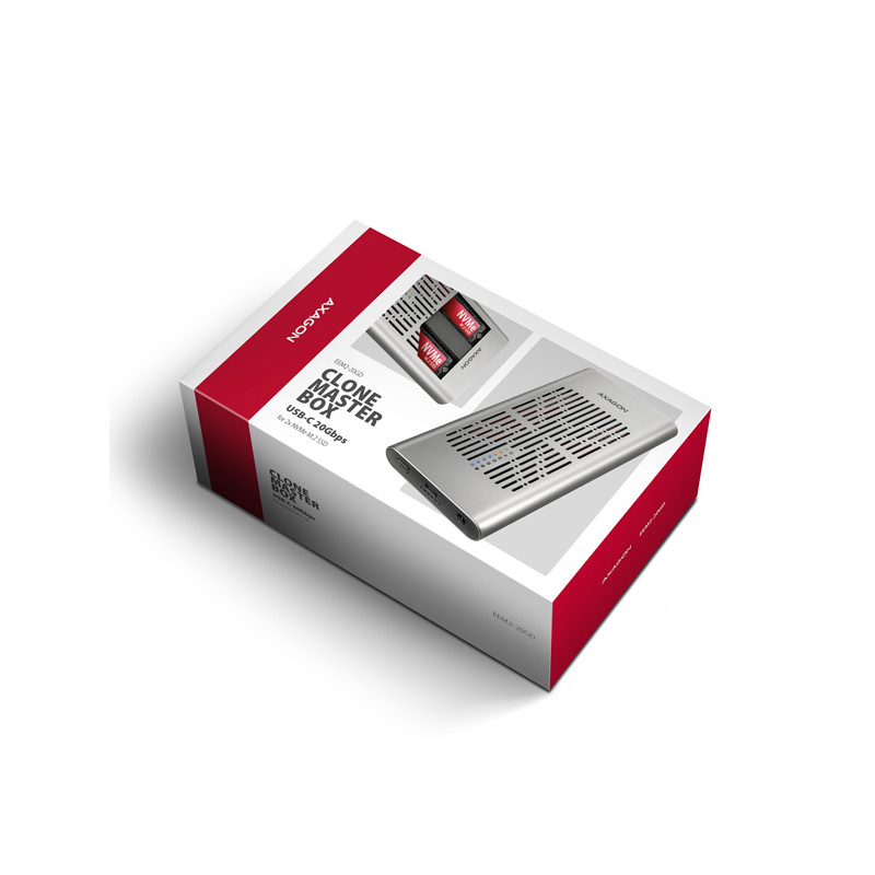 AXAGON EEM2-20GD, USB-C 20Gbps externý box pre dvoch M.2 NVMe SSD s funkciou klonovania