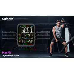 Salente MaxFit, múdra osobná diagnostická fitness váha, Bluetooth, čierna