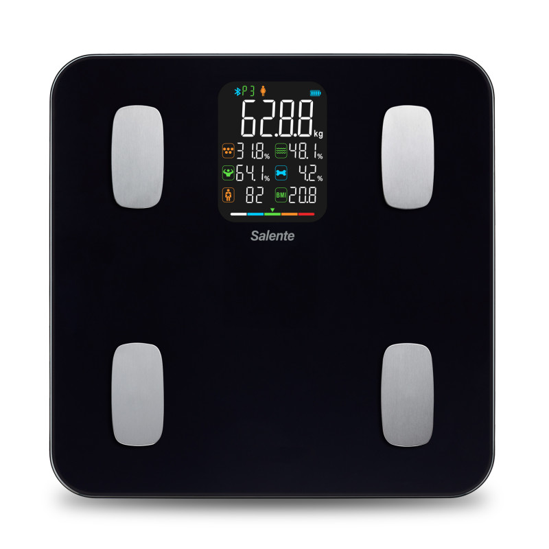 Salente MaxFit, múdra osobná diagnostická fitness váha, Bluetooth, čierna