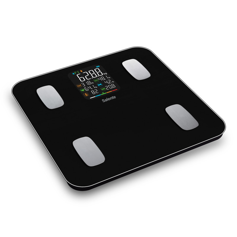 Salente MaxFit, múdra osobná diagnostická fitness váha, Bluetooth, čierna