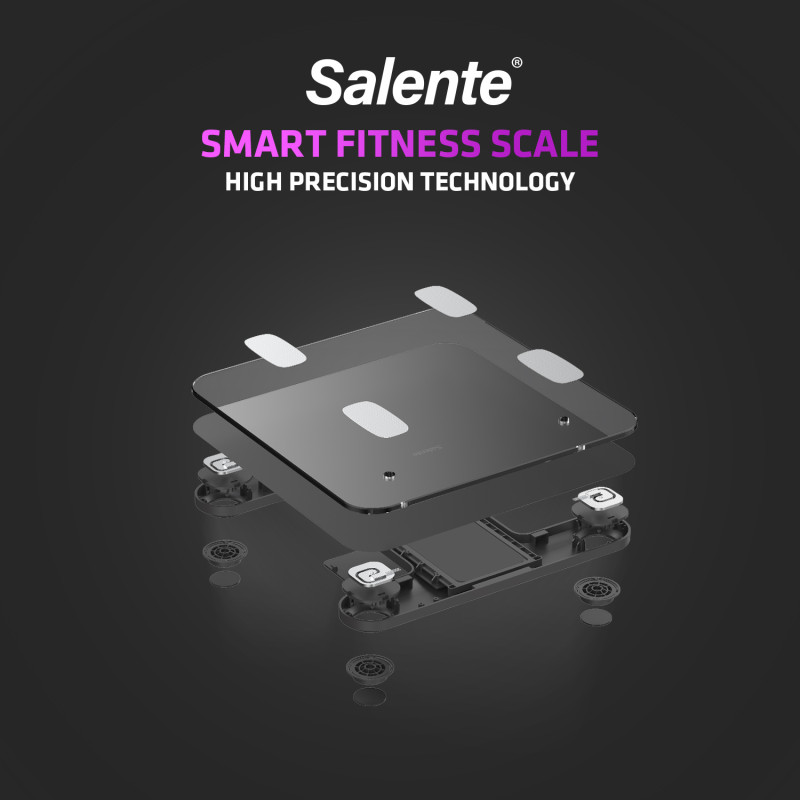 Salente MaxFit, múdra osobná diagnostická fitness váha, Bluetooth, čierna