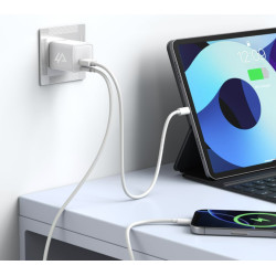 ER - GaN SIEŤOVÁ NABÍJAČKA 35W (USB-C + USB-A) BIELA
