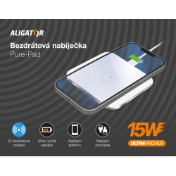 ALIGATOR bezdrôtová nabíjačka Aligator Pure-Pad 15W, biela