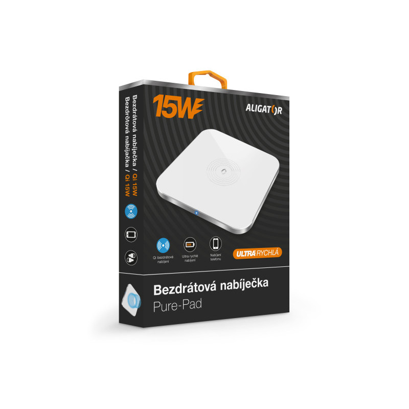 ALIGATOR bezdrôtová nabíjačka Aligator Pure-Pad 15W, biela