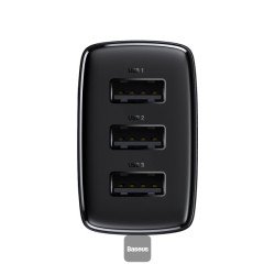 NONAME - Baseus nabíjačka do siete Compact 3xUSB 17W čierna