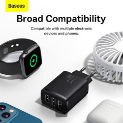 NONAME - Baseus nabíjačka do siete Compact 3xUSB 17W čierna