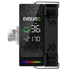 EVOLVEO QuietCool7, CPU chladič s digitálnym displejom, 6x heatpipe, čierny