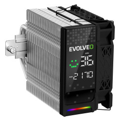 EVOLVEO QuietCool7, CPU chladič s digitálnym displejom, 6x heatpipe, čierny