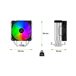 EVOLVEO QuietCool7, CPU chladič s digitálnym displejom, 6x heatpipe, čierny