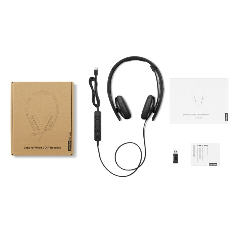 Lenovo Wired VoIP/ANC/USB/Čierna