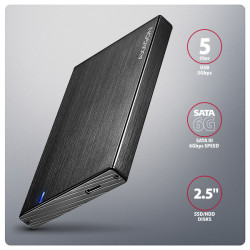 AXAGON EE25-XA6C, USB-C 5Gbps - SATA 6G, 2.5'' kovový ALINE box