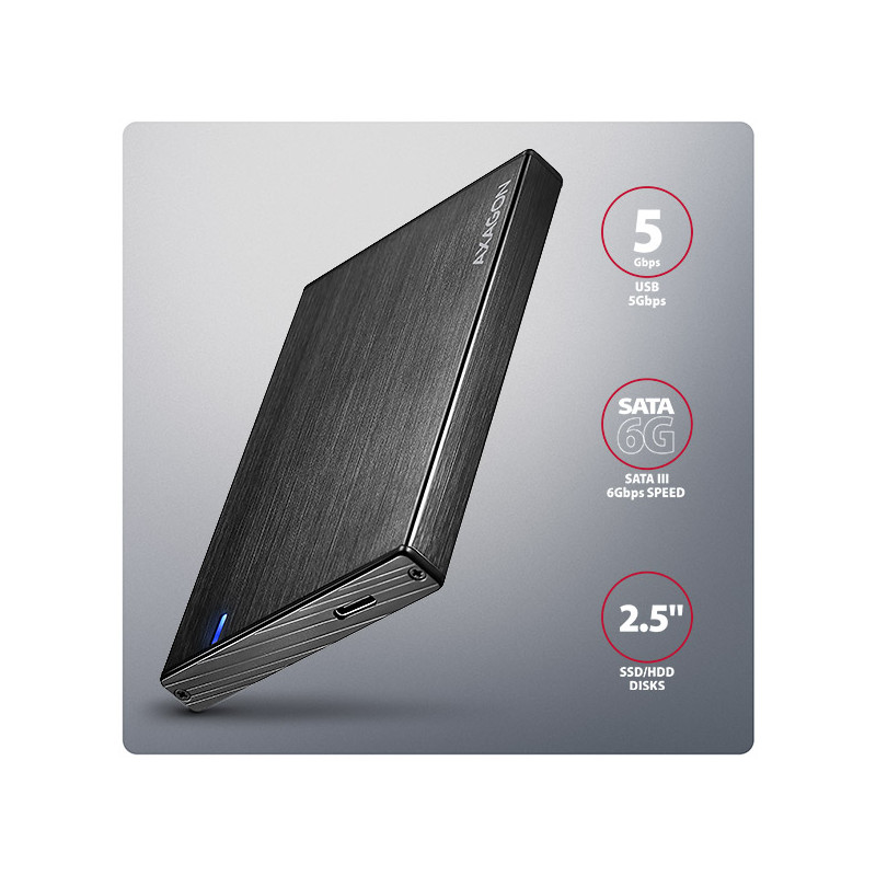 AXAGON EE25-XA6C, USB-C 5Gbps - SATA 6G, 2.5'' kovový ALINE box