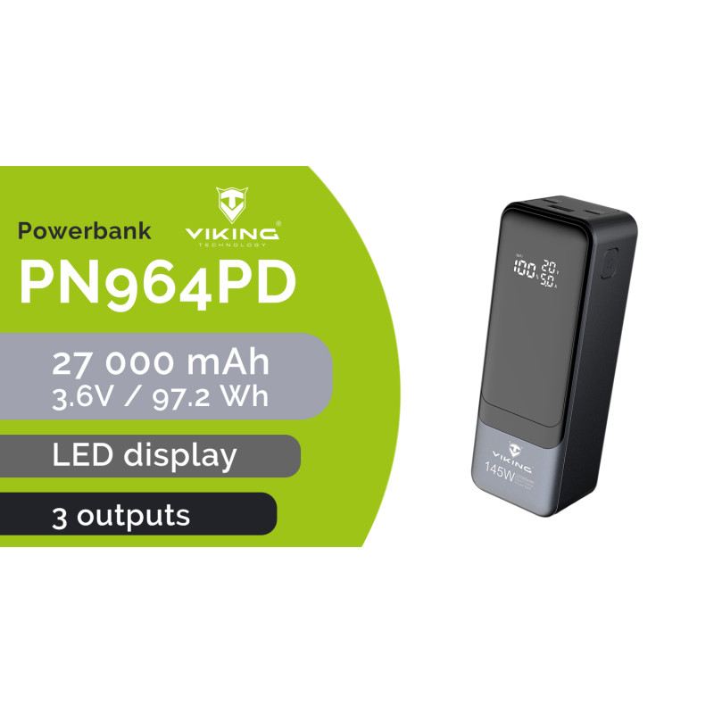 Viking PN-964PD 27000 mAh/Output:1xUSB-A,2xUSB-C/Input:2xUSB-C/LED display