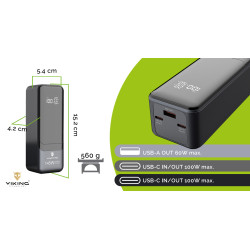 Viking PN-964PD 27000 mAh/Output:1xUSB-A,2xUSB-C/Input:2xUSB-C/LED display