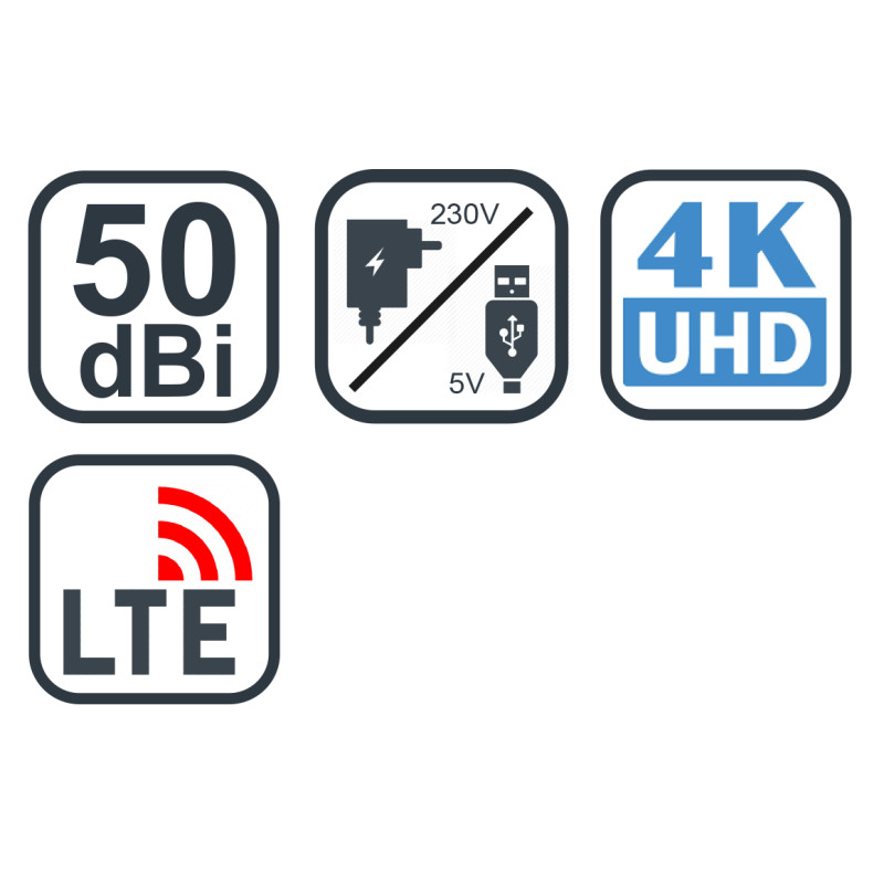 EVOLVEO Xany 4, 230/12V, aktívna pokojová anténa FM/DAB+/DVB-T2, filter LTE,4G,5G
