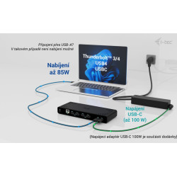 i-tec Universal Dual 4K Display Docking Station, Power Delivery 85W + i-tec USB-C Charger 100W