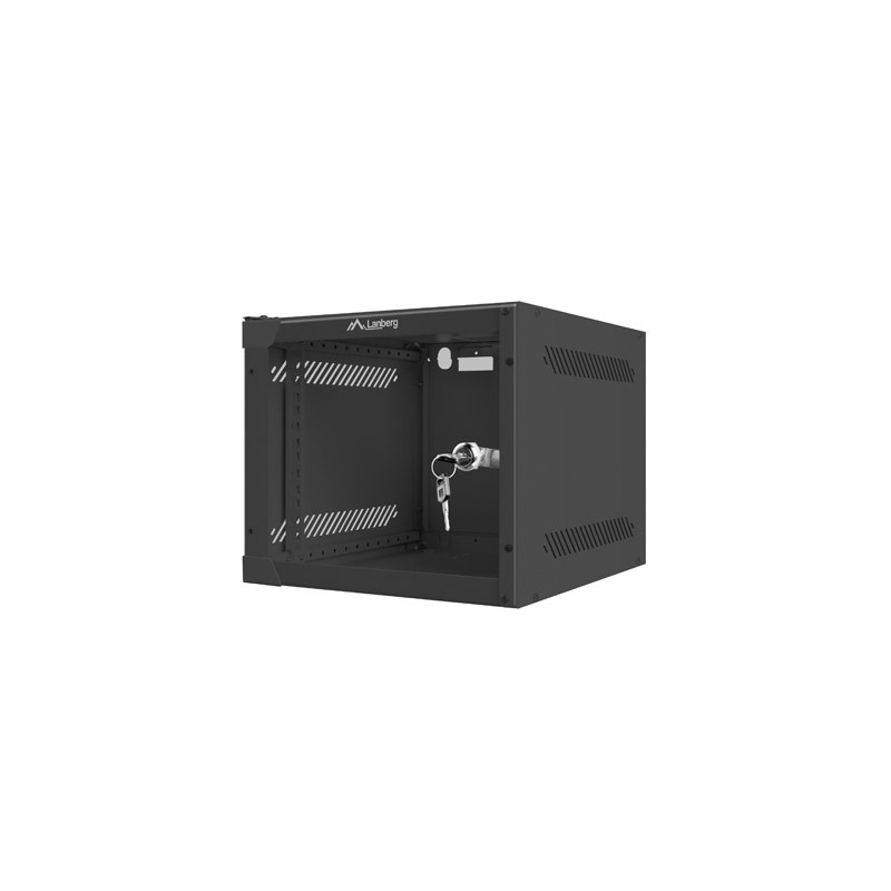 LANBERG RACKOVÁ SKRIŇA 10'' NÁSTENNÁ 4U/280X310 (FLAT PACK) S PRESKLENÝMI DVERMI ČIERNA