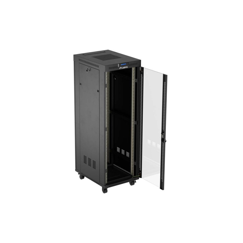 LANBERG 19'' VOĽNE STOJÚCA RACKOVÁ SKRIŇA 37U/600X800 (FLAT PACK) S PRESKLENÝMI DVERAMI LCD ČIERNA