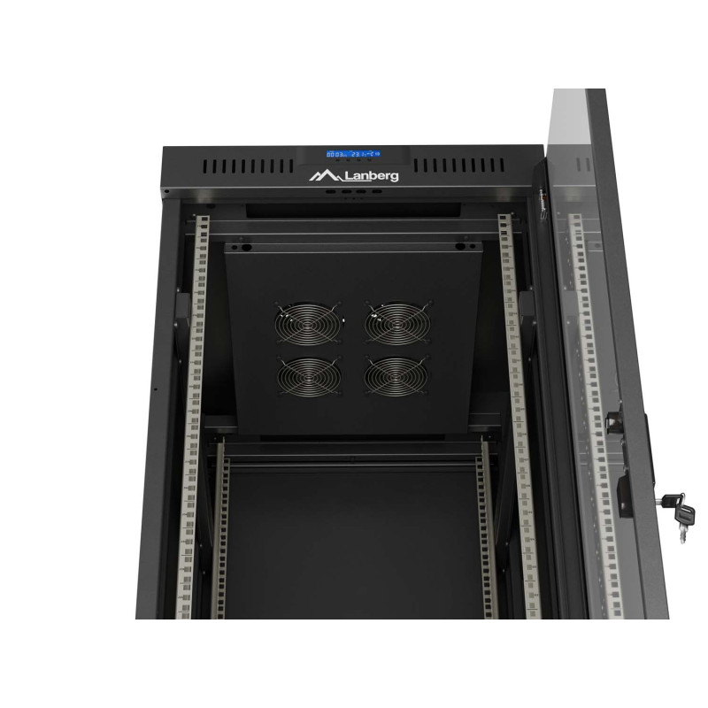 LANBERG 19'' VOĽNE STOJÚCA RACKOVÁ SKRIŇA 37U/600X800 (FLAT PACK) S PRESKLENÝMI DVERAMI LCD ČIERNA