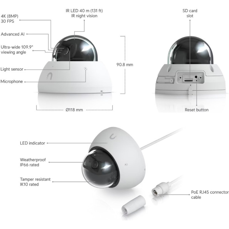 Ubiquiti UVC-AI-Dome-W - UniFi Protect Camera AI Dome white