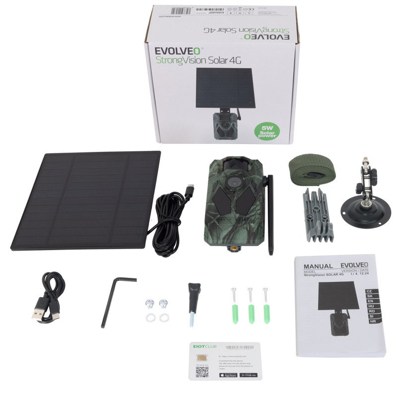 EVOLVEO StrongVision Solar 4G, fotopasca & bezpečnostná kamera, solárny panel, 7.500mAh