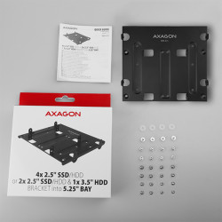 AXAGON RHD-435, kovový rámček pre 4x 2.5'' alebo 2x 2.5'' HDD/SSD a 1x 3.5'' HDD do 5.25'' pozície