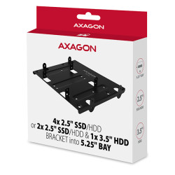 AXAGON RHD-435, kovový rámček pre 4x 2.5'' alebo 2x 2.5'' HDD/SSD a 1x 3.5'' HDD do 5.25'' pozície