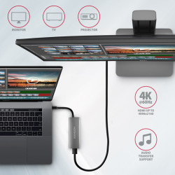 AXAGON HMC-5G2, USB 10Gbps húb, porty 2x USB-A, 2x USB-C, HDMI 4k/60, PD 100W, kábel USB-C 13cm